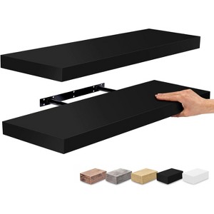 2 Pack (24"x9") Sorbus Floating Wall Shelves for Bedroom, Decor, Kitchen, Living Room - for Trophies, Frames, Bookshelf - 1 of 4