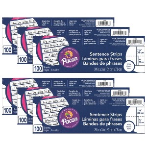 Pacon® Sentence Strips, White, 1-1/2" Ruled, 3" x 24", 100 Strips Per Pack, 6 Packs - 1 of 2