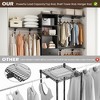 QingMoon Closet Organizer, High Capacity Wardrobe Rack with 3 Drawers, Shelves and Expandable Hanger Rods, Supports Up to 1000 LBS for Bedroom - 3 of 4