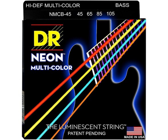 DR Strings Hi-Def NEON Multi-Color Coated Medium 4-String Bass Strings