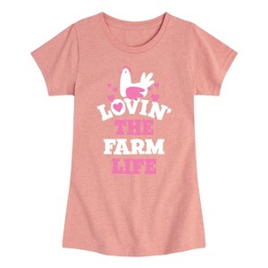Girls' - Instant Message - Lovin The Farm Life Fitted Short Sleeve Graphic T-Shirt - 1 of 4
