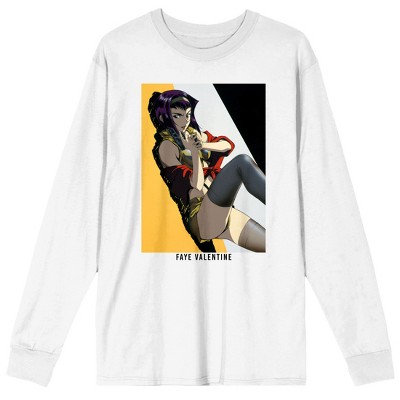 Faye Valentine Cowboy Bebop Men's White Long Sleeve Shirt-Medium