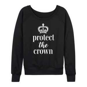 Women's - Instant Message - Protect The Crown Lightweight French Terry Wide Neck Long Sleeve Graphic Shirt - 1 of 4