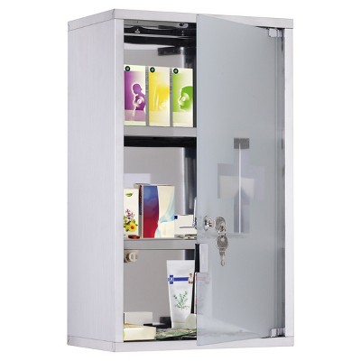 GlasFlength 19.75" Bathroom Storage Cabinets Bathroom Wall Cabinet Modern Medicine Cabinet Wall Mounted with 1 Doors for Room, Silver