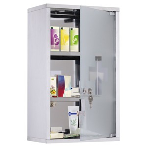 GlasFlength 19.75" Bathroom Storage Cabinets Bathroom Wall Cabinet Modern Medicine Cabinet Wall Mounted with 1 Doors for Room, Silver - 1 of 4