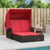 VidaXL Double Sun Lounger with Canopy and Cushions Brown Poly Rattan - 3 of 4