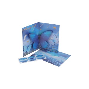 Unique Bargains Greeting Card Rose Butterfly Paper 5.9"x4.4"x0.4" 1 Pc - 1 of 4