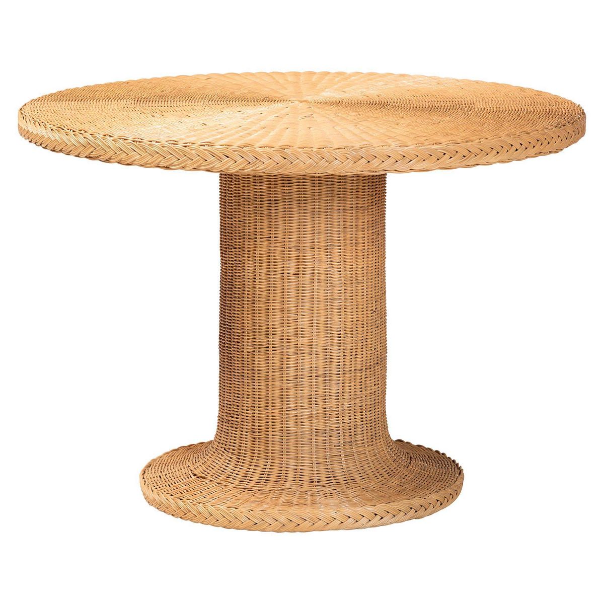 bali & pari Farrow Bohemian Braided Rattan Dining Table Light Honey - thumbnail 5