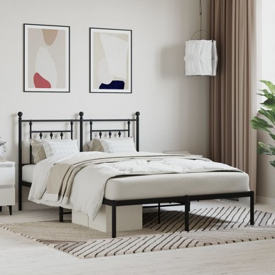 vidaXL Metal Bed Frame with Headboard Black 59.1 in.x78.7 in.