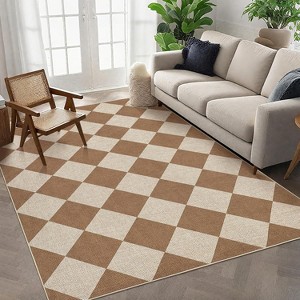 Coucheta Checkered Jute Runner Rug, Non-Slip Machine Washable Indoor Outdoor Rug, Farmhouse Style, Multi-Color & Size - 1 of 4