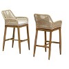 PURPLE LEAF Outdoor Rattan Bar Stools Set of 2 Modern Boho Aluminum Patio Bar Height Chair with Cushion for Garden Outdoor and Indoor - 2 of 4