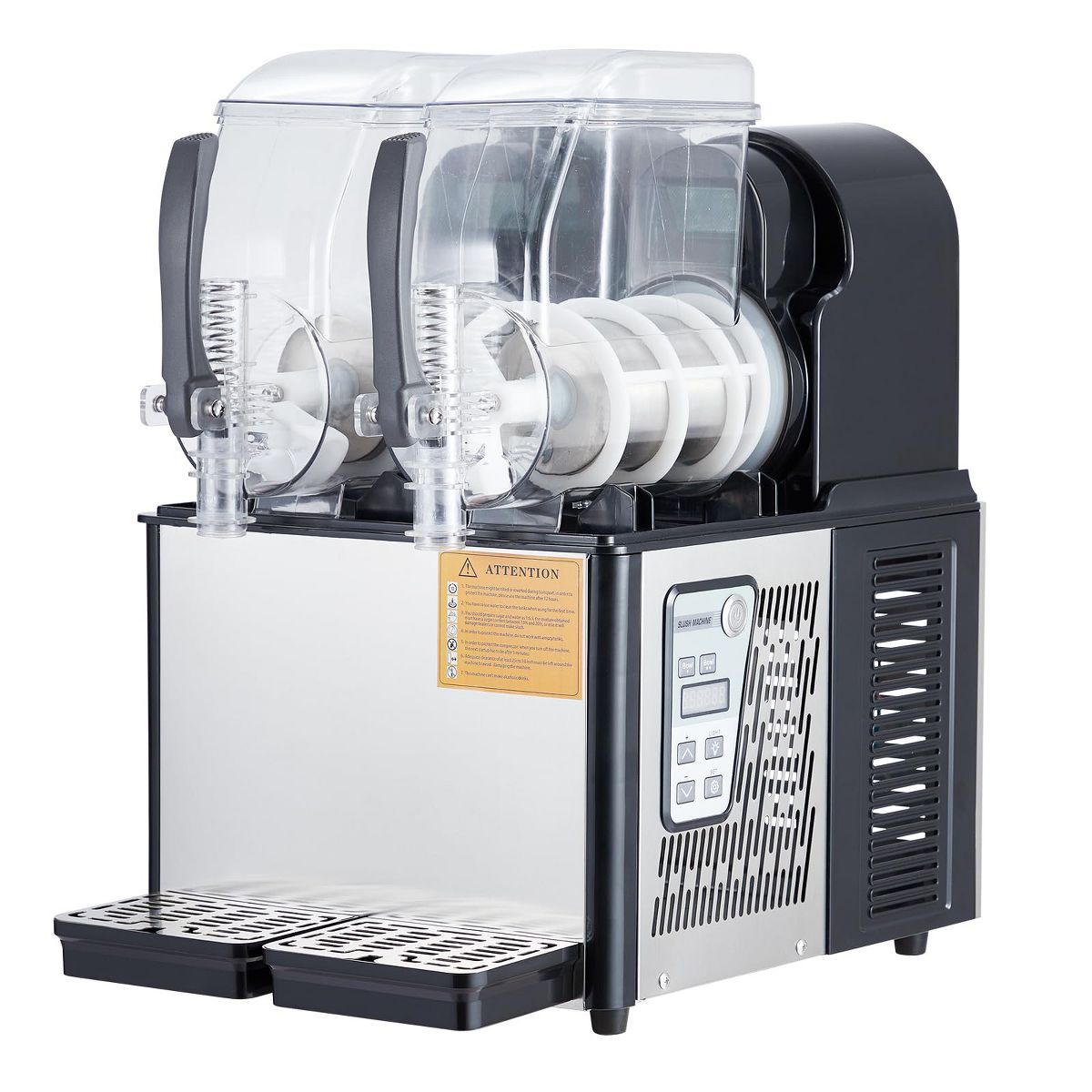 High-Capacity Dual-Tank Frozen Drink Maker, Self-Cleaning Stainless Steel Slushie Machine for Cafes Bars Restaurants - thumbnail 2