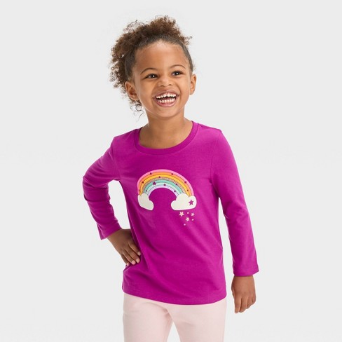 Toddler Girls' Rainbow Long Sleeve T-shirt - Cat & Jack™ Pink 3t : Target