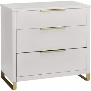 Modrn 62564562 Glam 3 Drawer Dresser, Bianca White W/Satin Brass - 1 of 1