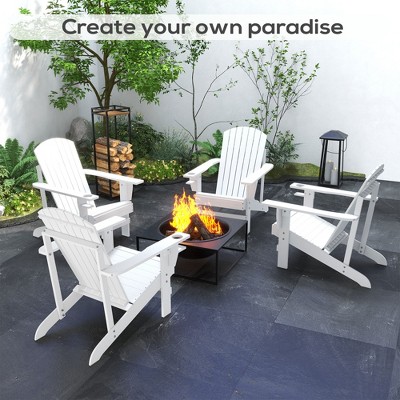 White Fir Wood Adirondack Chair with Cupholder