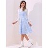 INSPIRE CHIC Women's Sleeveless Square Neck Plaid A-Line Pinafore Overall Tweed Dresses - 4 of 4