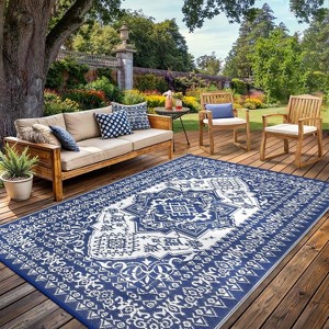 Patio Outdoor Rug, Waterproof Reversible Plastic Straw Rugs, Outside Carpet RV Mat for Patio Camp Balcony Deck Picnic - 1 of 4