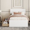Okak Platform Bed Frame with Twin Trundle Modern Bed with High Gloss Headboard Strong Wood Slats No Springs Required Easy to Assemble - 2 of 4