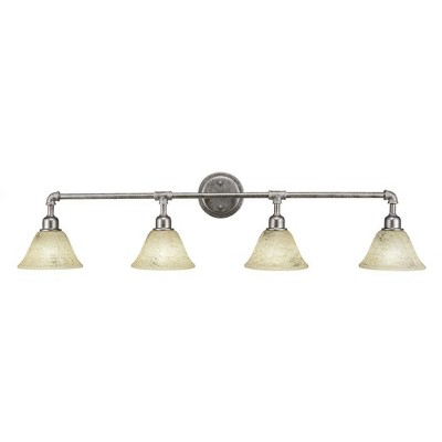 Toltec Lighting Vintage 4 - Light Vanity in  Aged Silver with 7" Italian Marble Shade