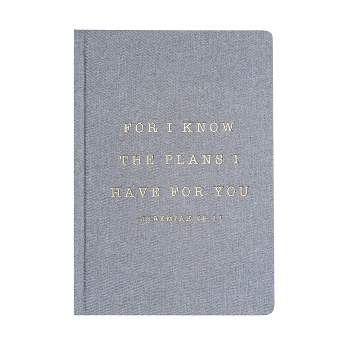 Sweet Water Decor For I Know The Plans I Have For You Jeremiah 29:11, Cool Grey and Gold Fabric Journal
