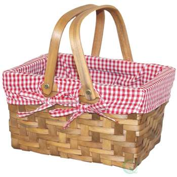 Vintiquewise Vintiquewise Rectangular Basket Lined with Gingham Lining, Small (36)