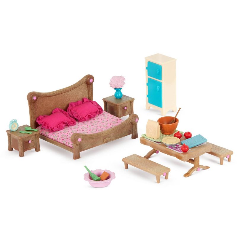 Li&#39;l Woodzeez Miniature Furniture Playset 26pc - Master Bedroom &#38; Dining Set, 6 of 8
