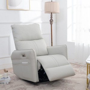 270-degree Electric Rotating Rocking Recliner, PU Leather Electric Gliding Recliner Sofa With USB Port - 1 of 4