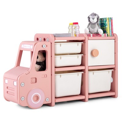 Safstar Kids Toy Storage Organizer Toddler Playroom Furniture w/ Plastic Bins Cabinet