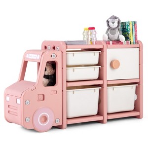 Safstar Kids Toy Storage Organizer Toddler Playroom Furniture w/ Plastic Bins Cabinet - 1 of 4