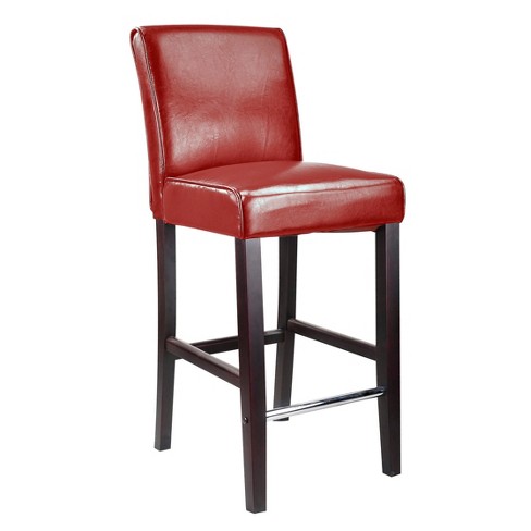 Antonio Bar Height Barstool With Bonded, Red Leather Bar Stools With Back