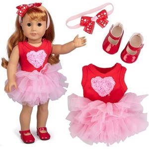 Dress Along Dolly Pink Heart Outfit for American Girl Doll - 1 of 4