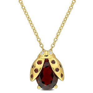 EVERLY JEWELRY  |   Yellow Plated Sterling Silver 3 1/10 CT TGW Garnet White Topaz Fashion Pendant With Chain - 1 of 4