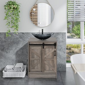 ELECWISH Bathroom Vanity, 24 Inch Barn Door Farmhouse Style Bathroom Vanity, Sliding Door Small Bathroom Vanity Set - 1 of 4