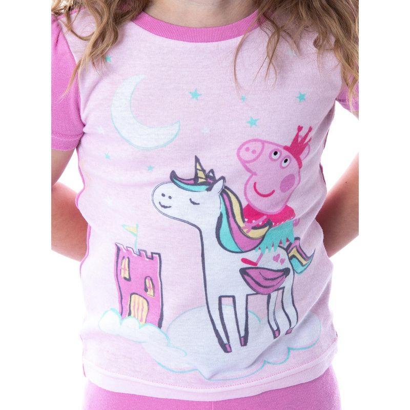 Peppa Pig Toddler Girls Princess Peppa On Unicorn 4 Piece Pajama Set, 4 of 8