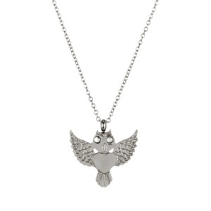ELYA Women's Polished Owl Shaped Steel Necklace - 18" - 1 of 3