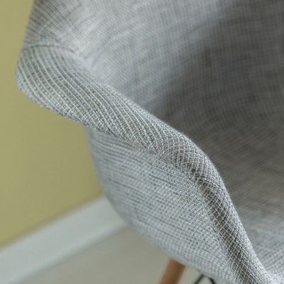 Gray Fabric Armchair with Beech Wood Legs, Set of 2