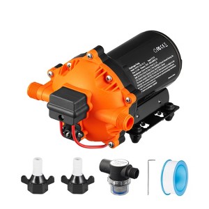 VEVOR Water Diaphragm Pump, 12V DC, 5.5 GPM Flow, 70 PSI Rated Pressure (40-100 PSI Adjustable), 1/2" MNPT Self Priming Sprayer Pump, Orange - 1 of 4