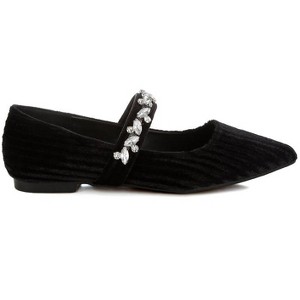 Dresden Diamante Brooch Velvet Ballerinas Women - 1 of 4