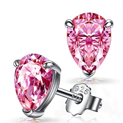 Paaaawaters 925 Sterling Silver Pear Shape 5A Cubic Zirconia Stud Earring