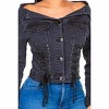 Women's Chic Off Shoulder Lace Up Denim Jacket - American Bazi - 4 of 4