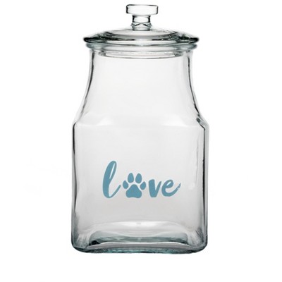 Amici Pet Love Glass Canister Square Jar Dog And Cat Food Storage