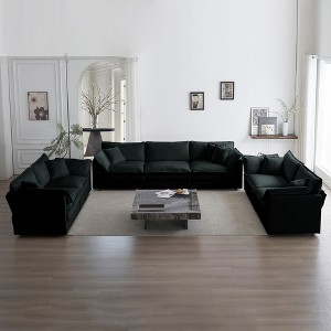 3 Piece Sofa Set Oversized Sofa Comfy Couch 2 Pieces of 2 Seater and 1 Piece of 3 Seater Sofa for Living Room Beige Chenille - 1 of 4