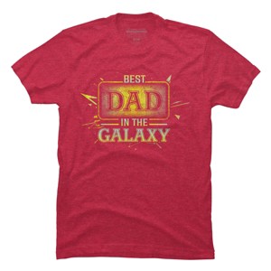 Men's Design By Humans Best Dad In Galaxy Badge By AmusingDesignCo T-Shirt - 1 of 2