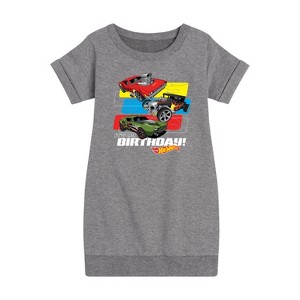 - Hot Wheels - Its My Birthday Graphic Short Sleeve Fleece Dress - 1 of 3