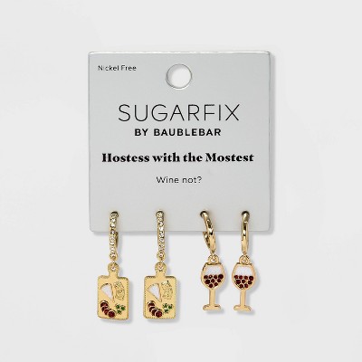 SUGARFIX by BaubleBar Wine and Cheese Multi Earring Set 2pc