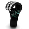 Slickblue Black Stainless Steel Ring for Women, Crossover Design with Green & Clear Glass Stones, Sleek Look, Size 5-10 - 4 of 4