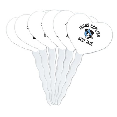 Johns Hopkins University Blue Jays Logo Heart Love Cupcake Picks Toppers Decoration Set of 6