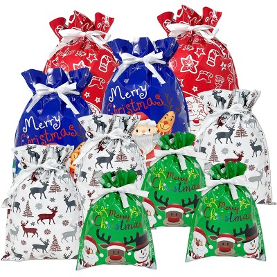 8-Pack Large Non-Woven Christmas Gift Bags With Handles – Reusable Holiday Treat Bags
