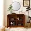 MOEPISY Mid Century Modern Fluted Sideboard Cabinet with 2 Outlet Holes Walnut - 3 of 4