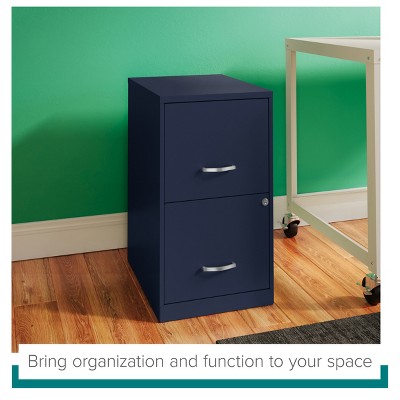Navy Blue 18" Steel 2-Drawer Lockable Vertical File Cabinet